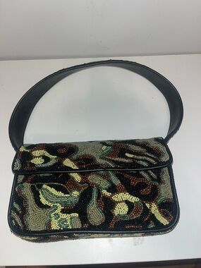 STAUD Beaded Black and Multicolor Shoulder Bag
